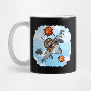 Pugtop Gun: The High-Flying Jet Fighter Pug Mug